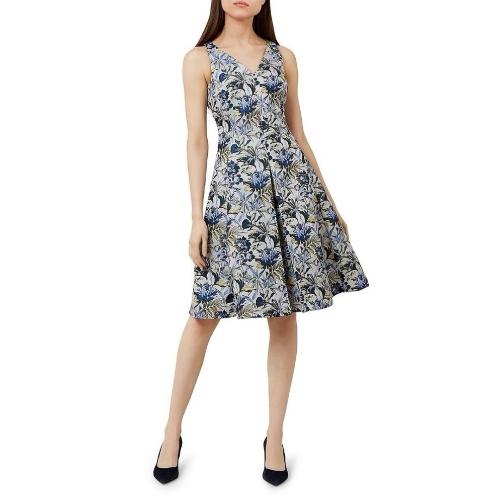 Hobbs London Floral Jacquard‎ Dress Historic Royal Palaces Blue Green US 2